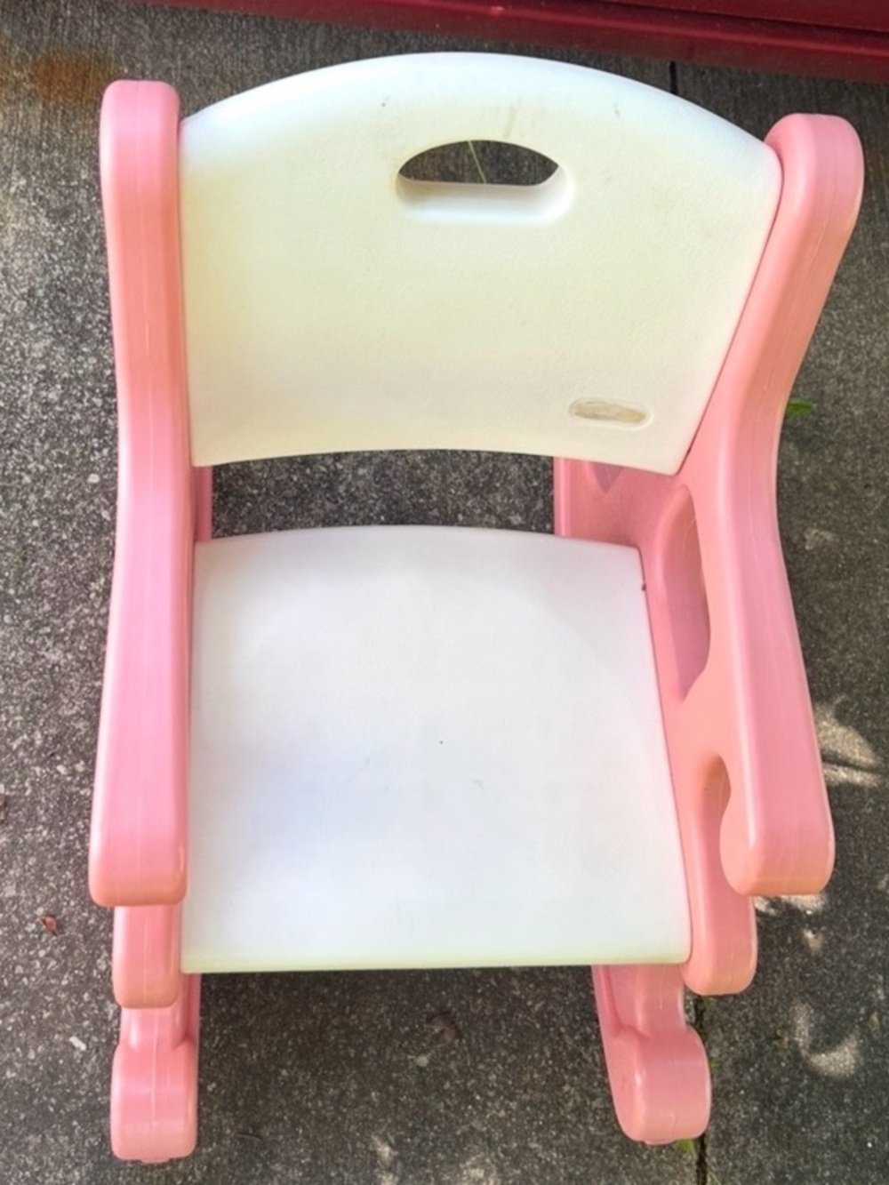 Children's Pink and White Plastic Rocking Chair - Unbranded